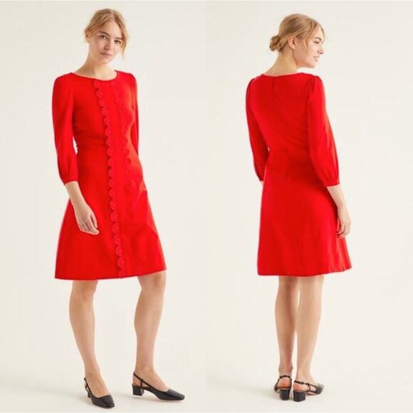 BODEN Alexandra Ponte Dress Post Box Red Sz 10R {3E18} - Picture 1 of 5